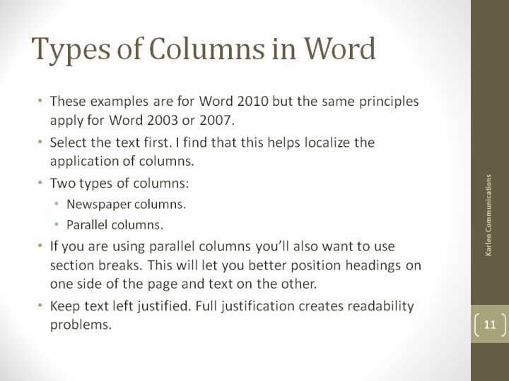 2 Columns In Word 2010