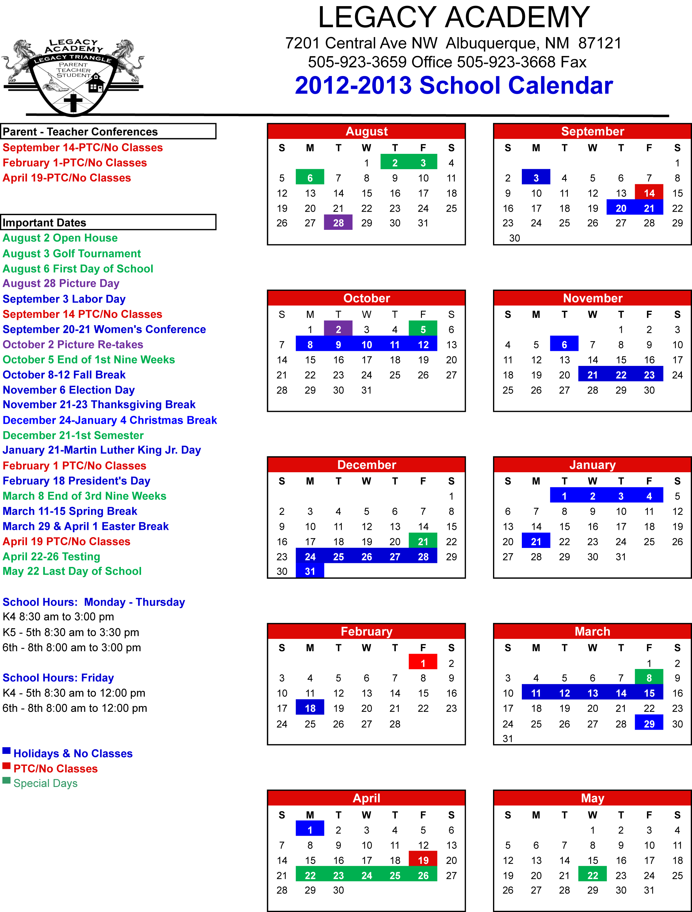 2013 Special Events Calendar