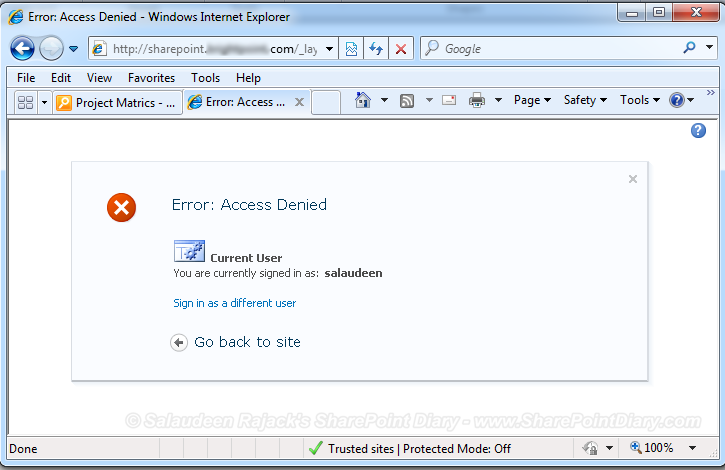 Access Denied Page Sharepoint 2010