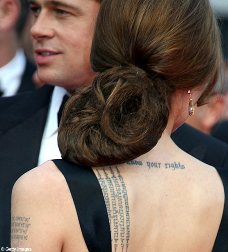 Angelina Jolie Tattoos On Her Back
