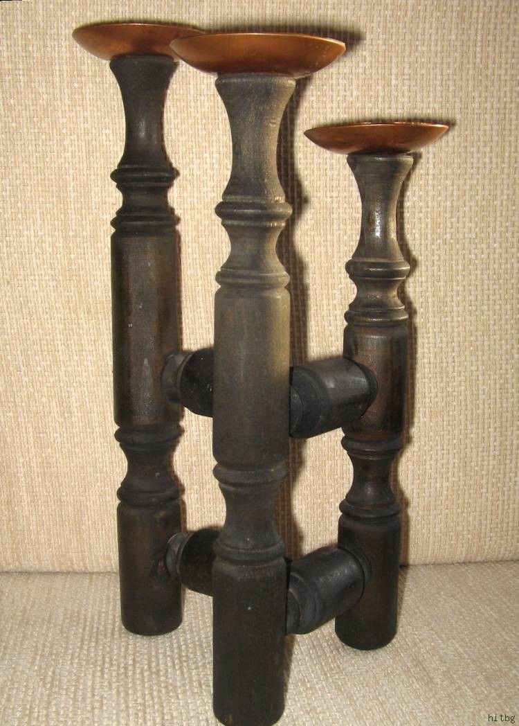 Antique Candle Holders Wood