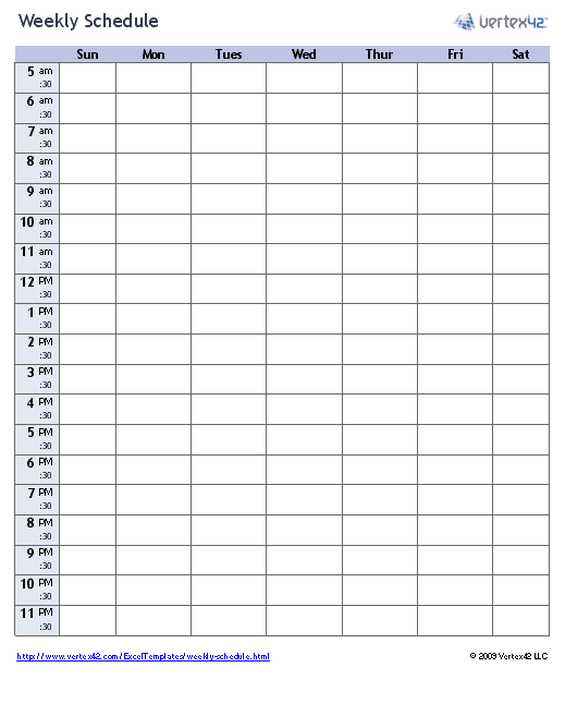 Blank Weekly Schedule Forms Free