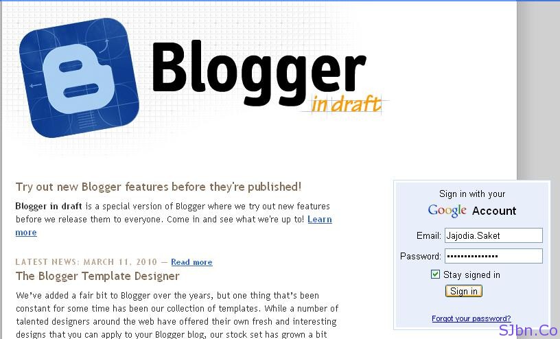 Blogger Login