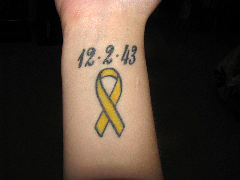 Cancer Ribbon Tattoos On Wrist