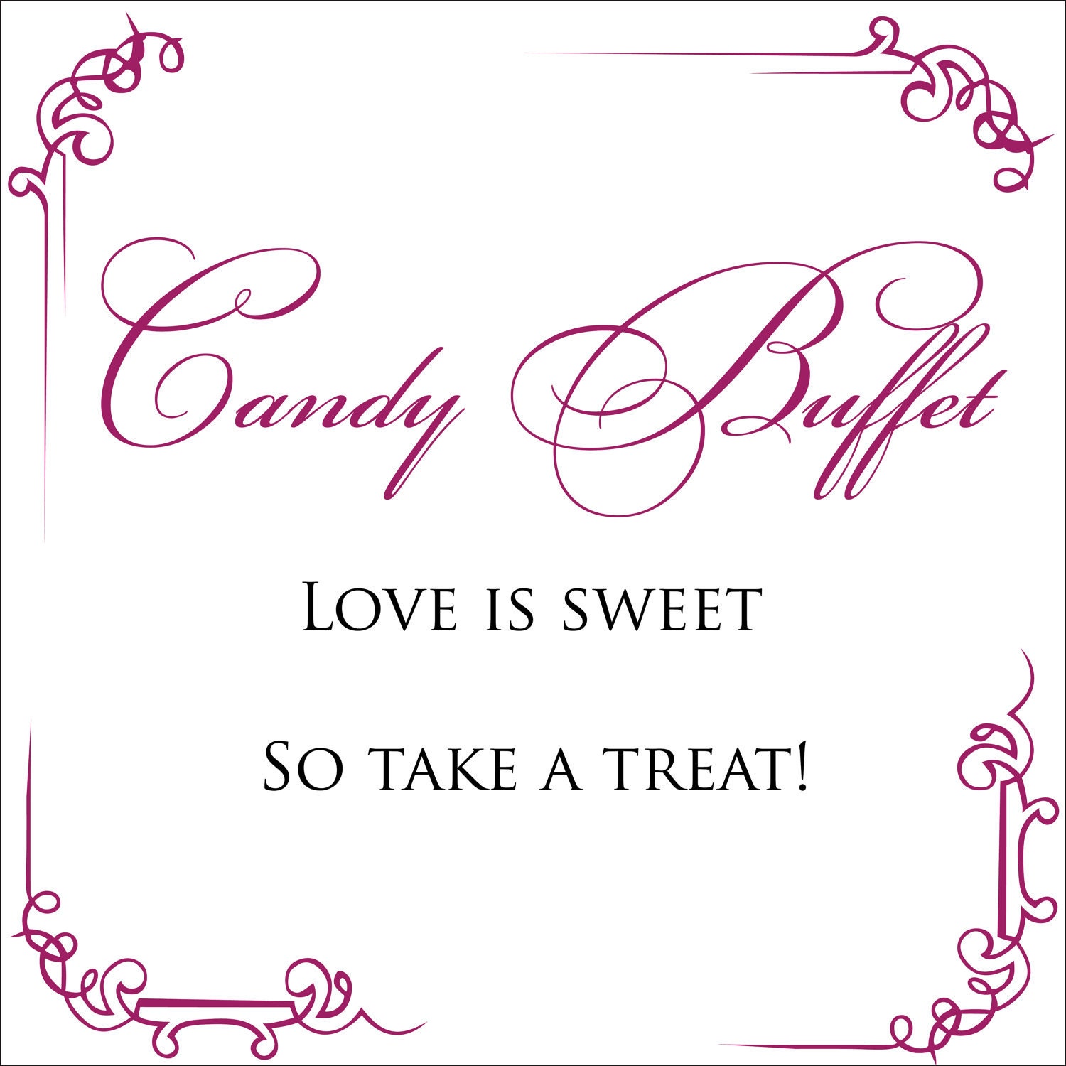 Candy Buffet Signs For Weddings
