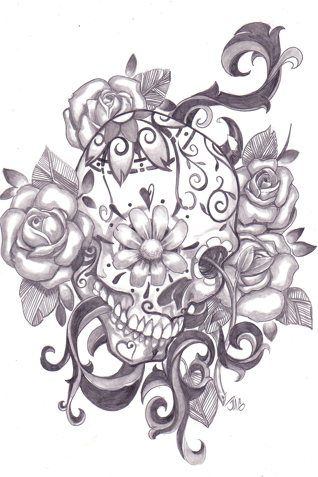 Candy Skull Girl Tattoo