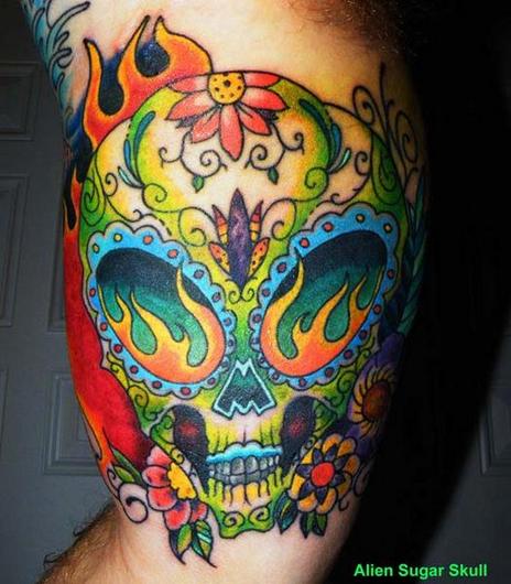 Candy Skull Tattoo Flash