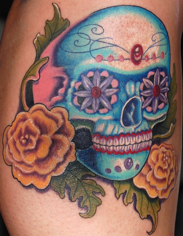 Candy Skull Tattoo Flash