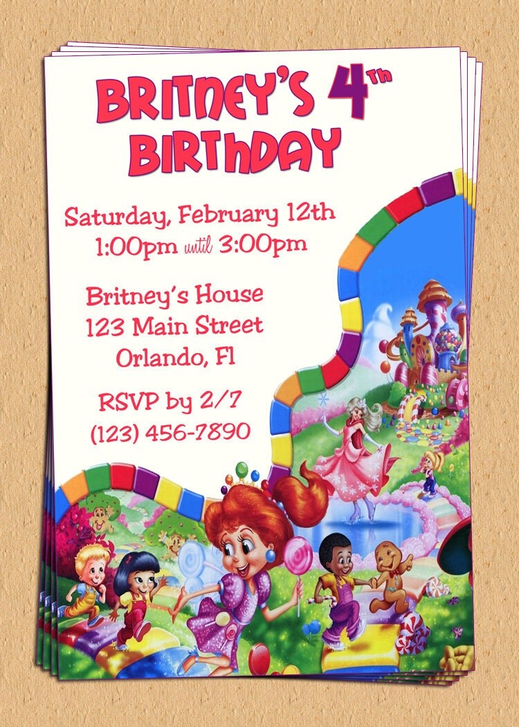 Candyland Party Invitations Free