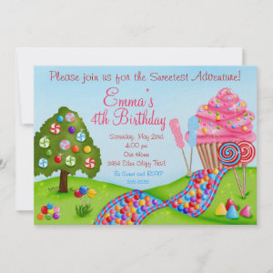Candyland Party Theme Invitations