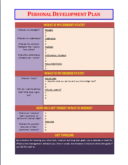 Career Development Plan Template