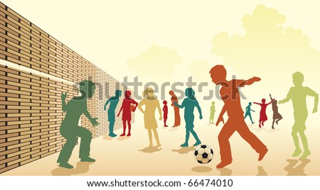 Children Playing Football Cartoon