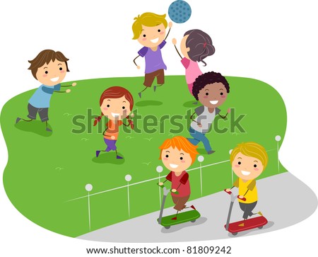 Children Playing In The Park Drawing