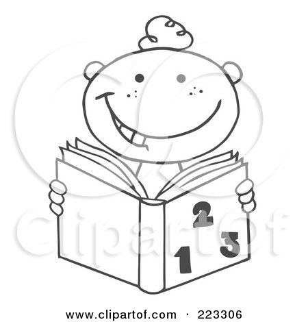 Children Reading Books Coloring Pages