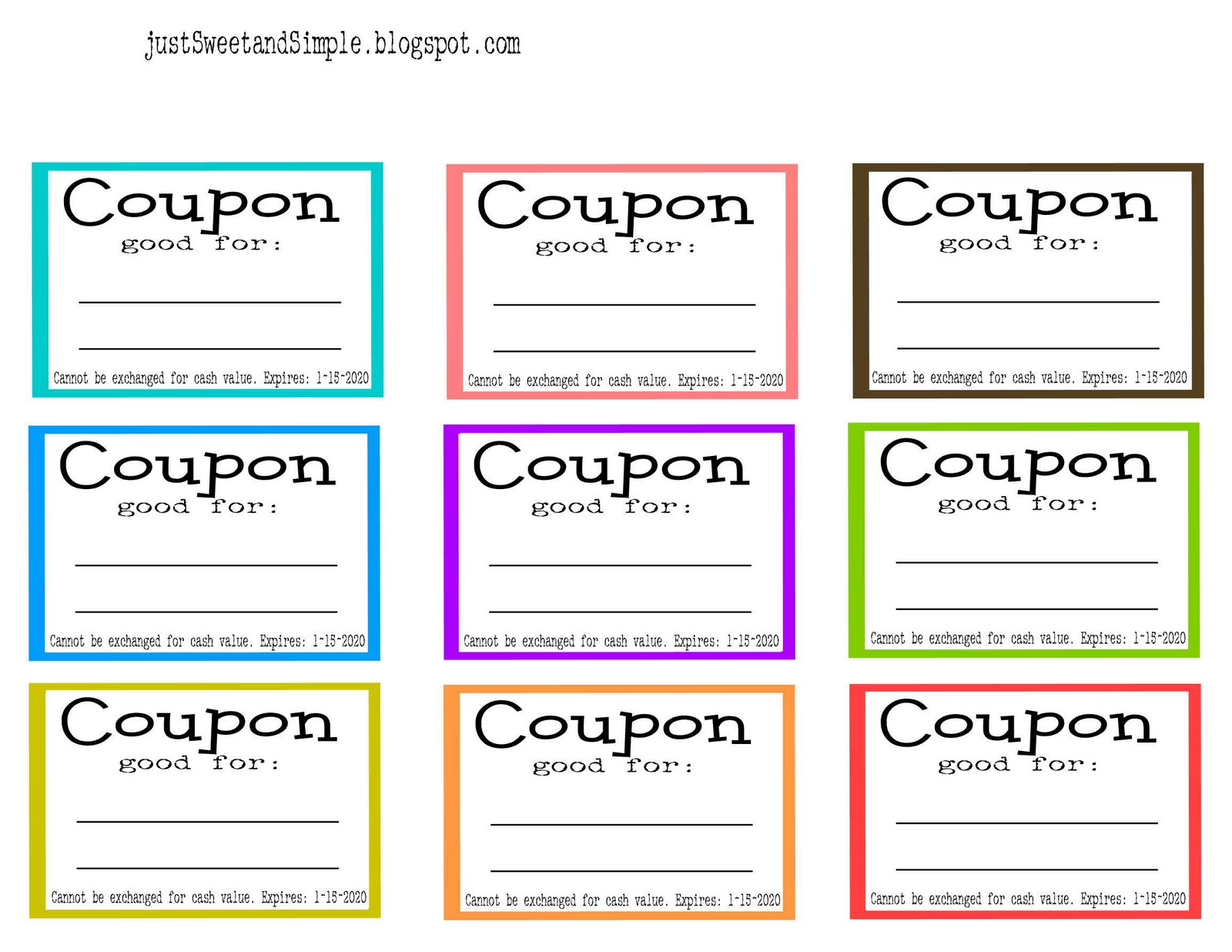 Chore Coupons For Kids