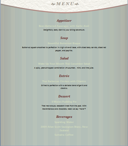 Christmas Menu Templates Free Word