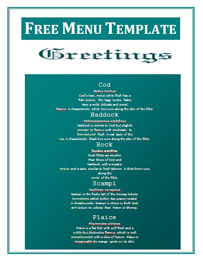 Christmas Menu Templates Free Word