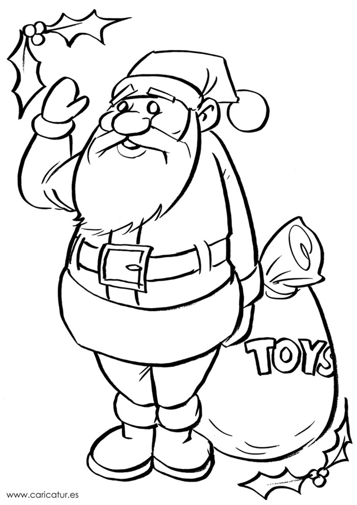 Christmas Pictures Of Santa To Colour In