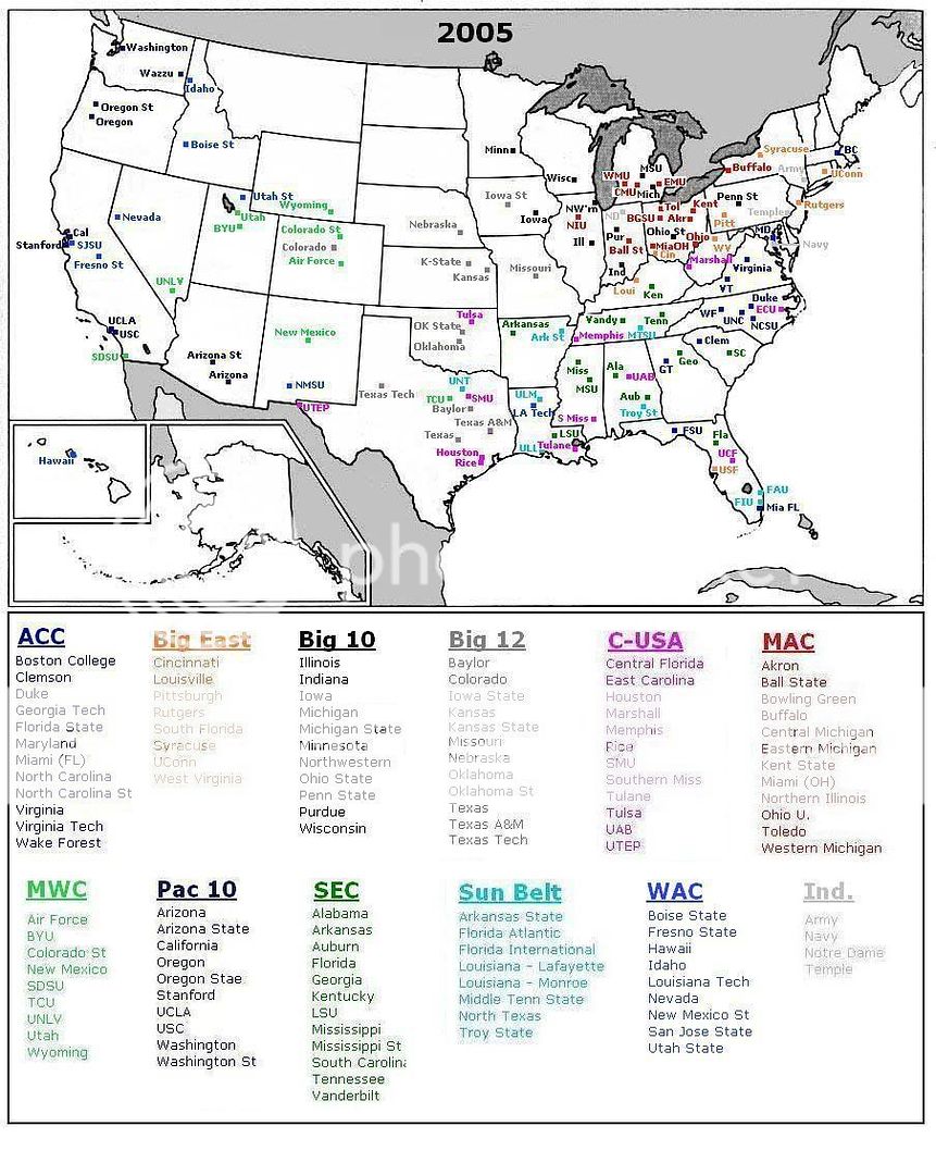 College Football Map Of Teams