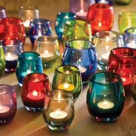 Colored Glass Candlestick Holders