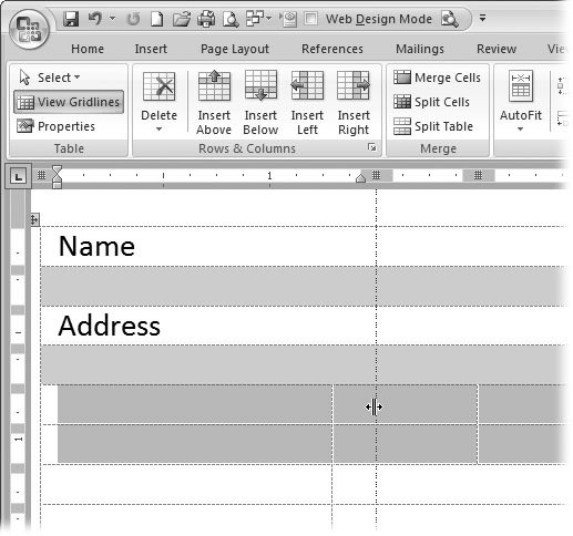 Columns And Rows In Word 2007