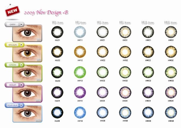 Contact Lenses Color Chart