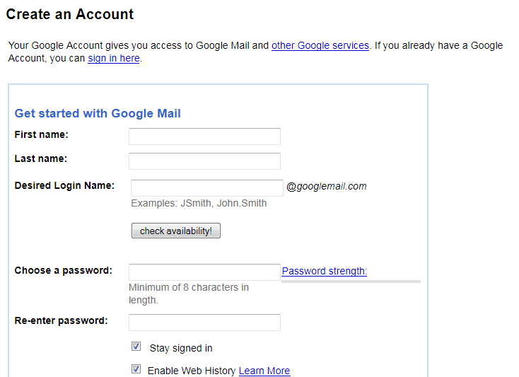 Create Gmail Account Email