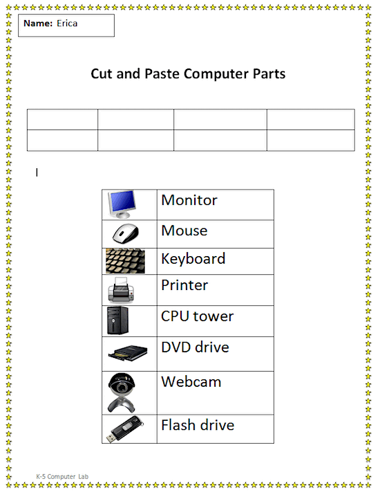 Diagram Of Computer Parts For Kids
