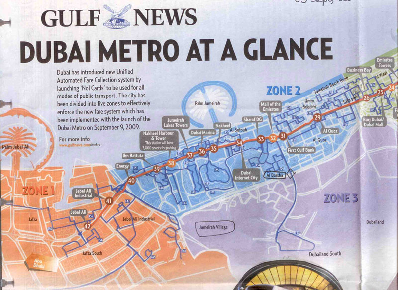 Dubai Metro Green Line Map