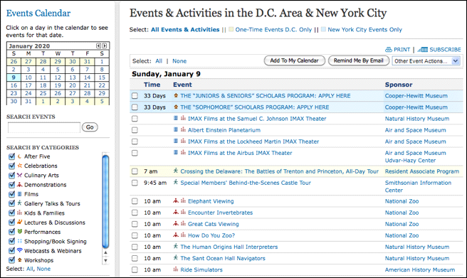 Events Calendar Template