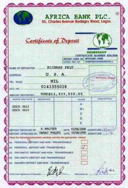 Fixed Deposit Certificate Format