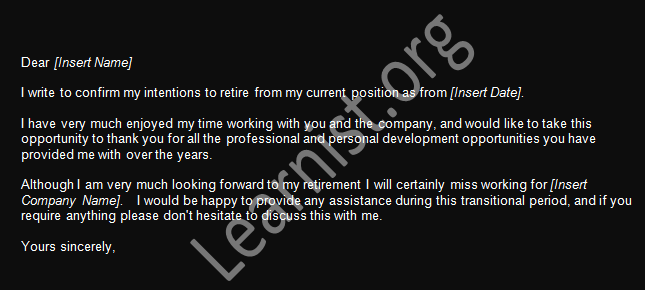 Formal Resignation Letter Template Uk