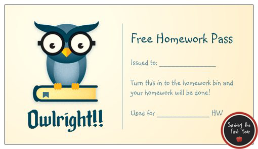 Free Homework Pass Template