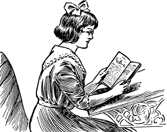 Girl Reading Book Clipart