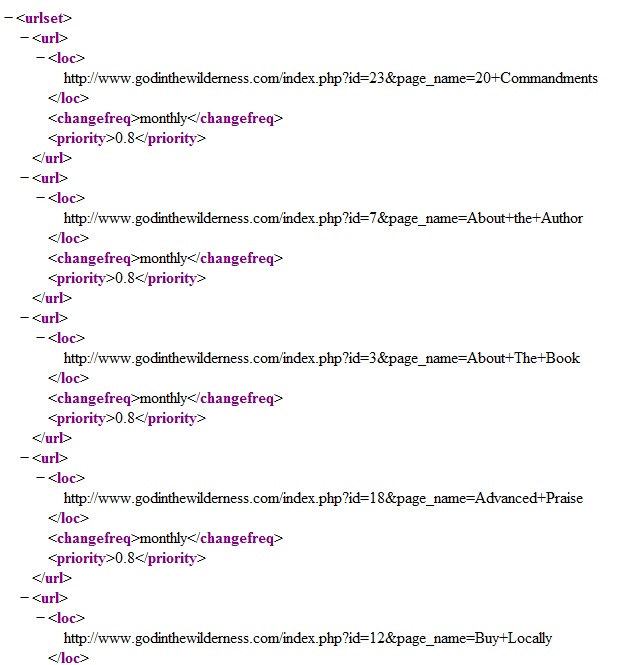 Google Sitemap.xml Example