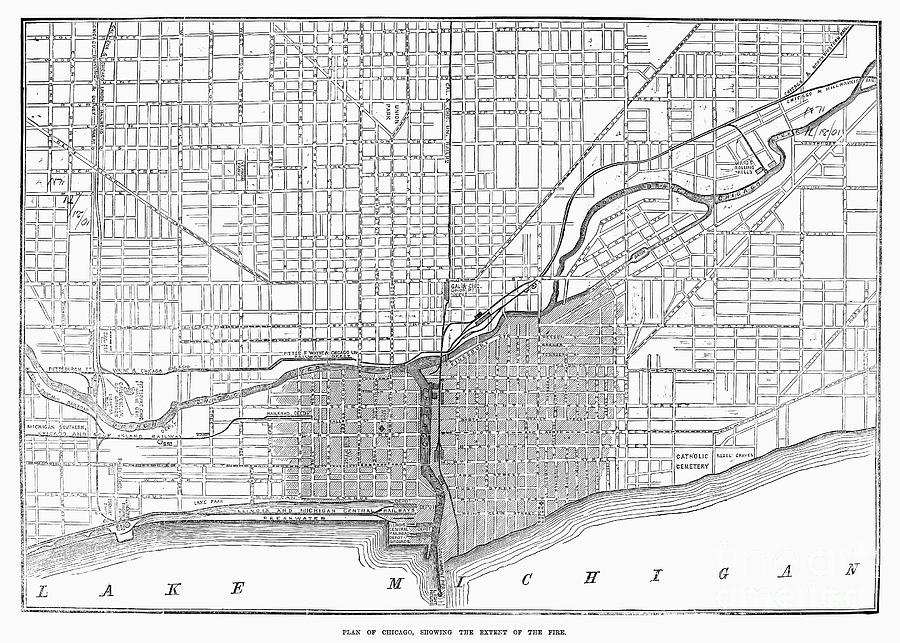 Great Chicago Fire 1871 Map