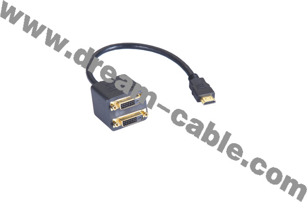 Hdmi Splitter Cable Adapter   1 Male To 2 Female