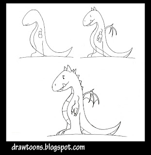 How To Draw A Cartoon Dragon Step By Step