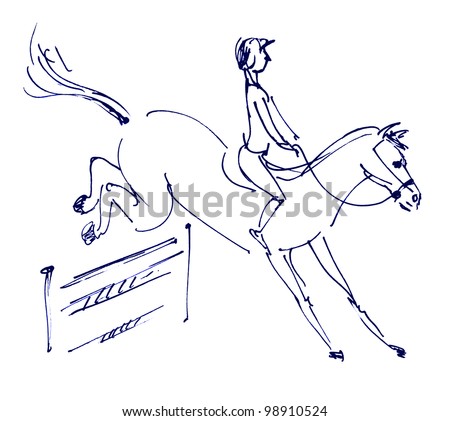 How To Draw A Horse Jumping With A Rider