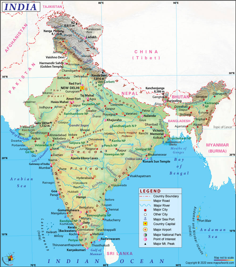 India Map Outline With States Printable