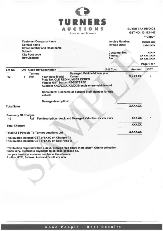 Invoice Disclaimer Sample