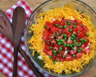 Layered Lettuce Salad Peas Bacon