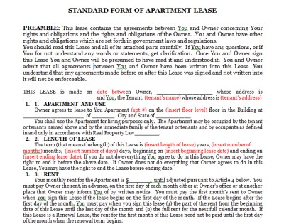 Lease Agreement Sample Free