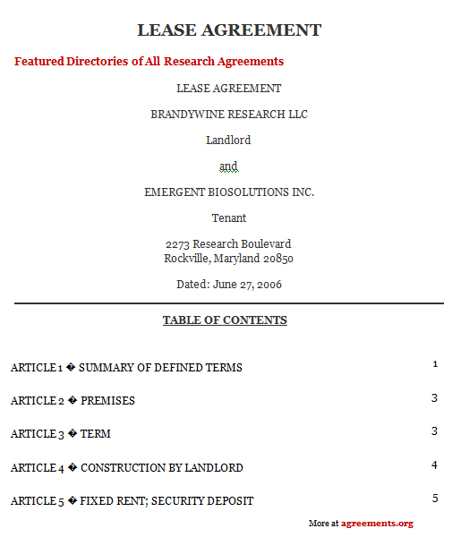 Lease Agreement Template Microsoft Word
