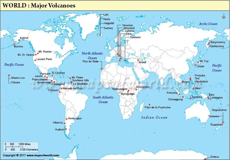 Locations Of Volcanoes