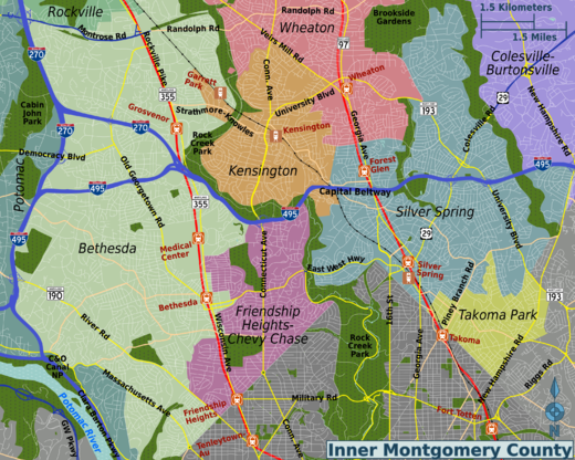 Map Of Montgomery County Md With Cities