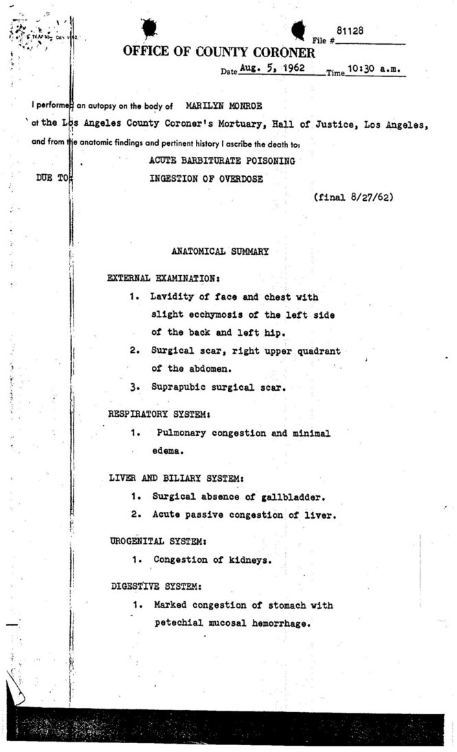 Marilyn Monroe Death Photos Autopsy