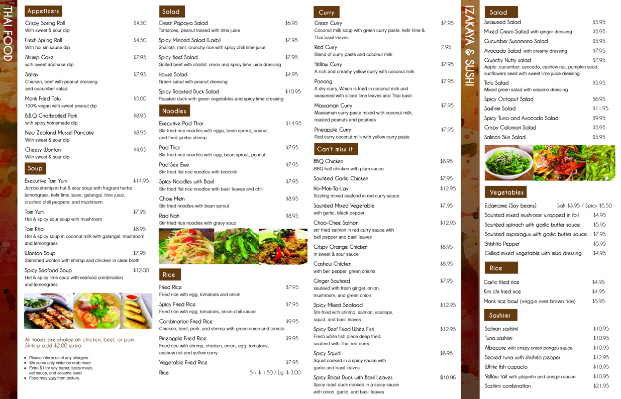 Menu Card Design For Restaurant