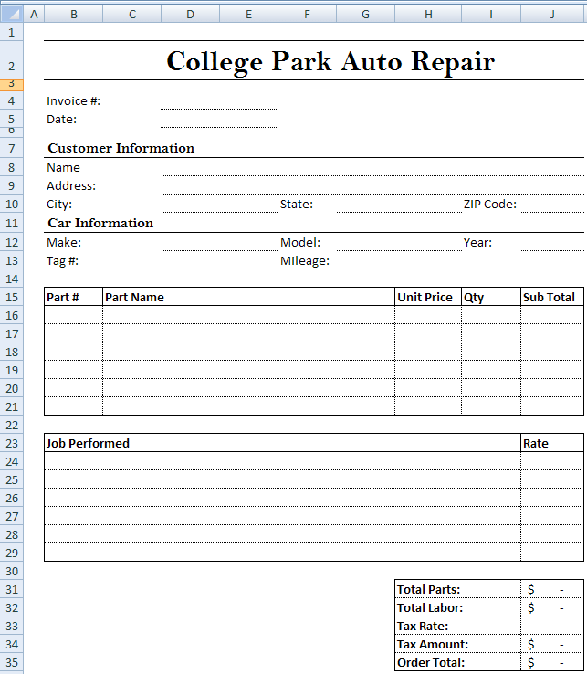 Microsoft Excel 2010 Parts