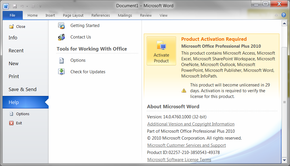 Microsoft Office 2010 Key Product